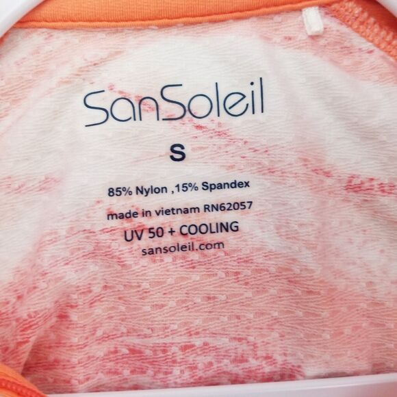 SanSoleil Shirt Women's S 1/4 Zip Pullover LS Golf UV 50+ Cooling Peach Orange - Picture 10 of 12